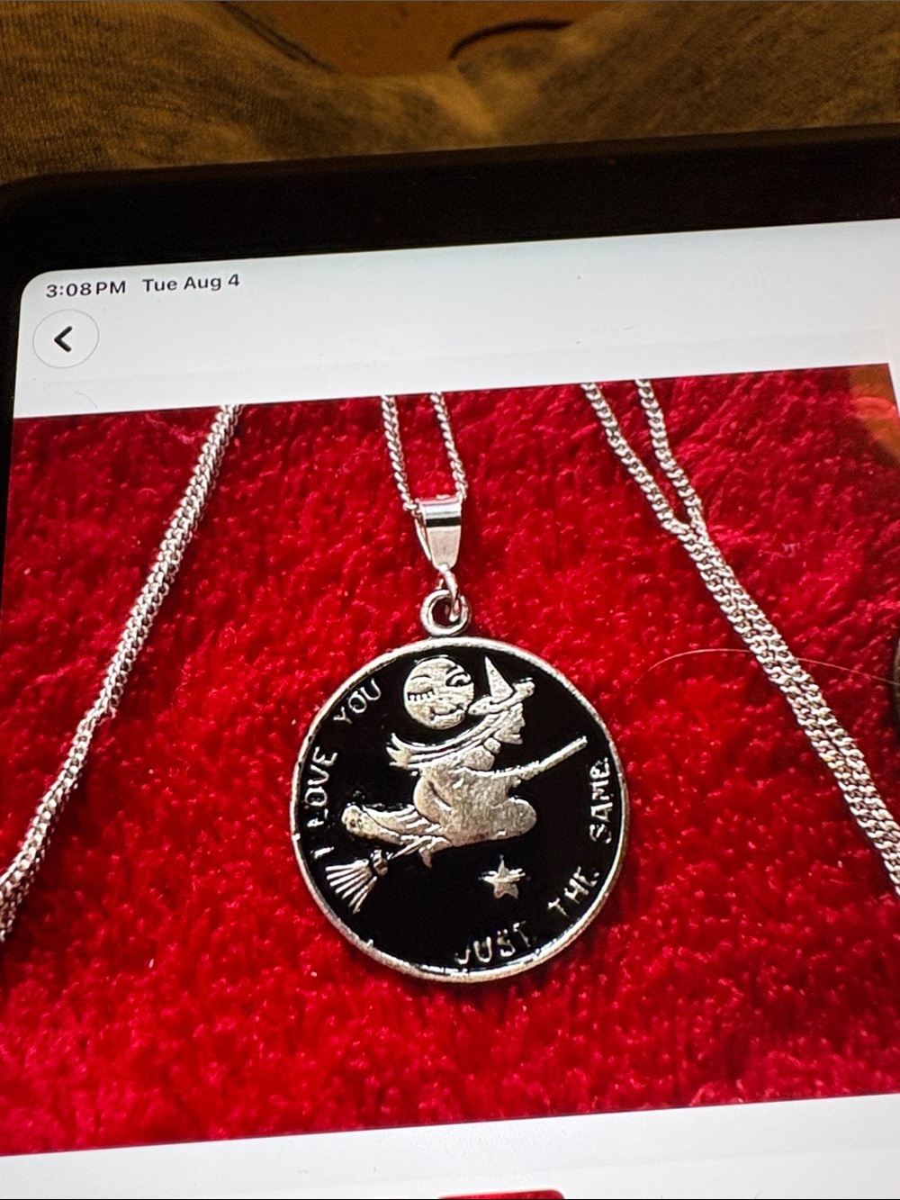 Flying Witch Sterling  Charm Necklace Souvenir